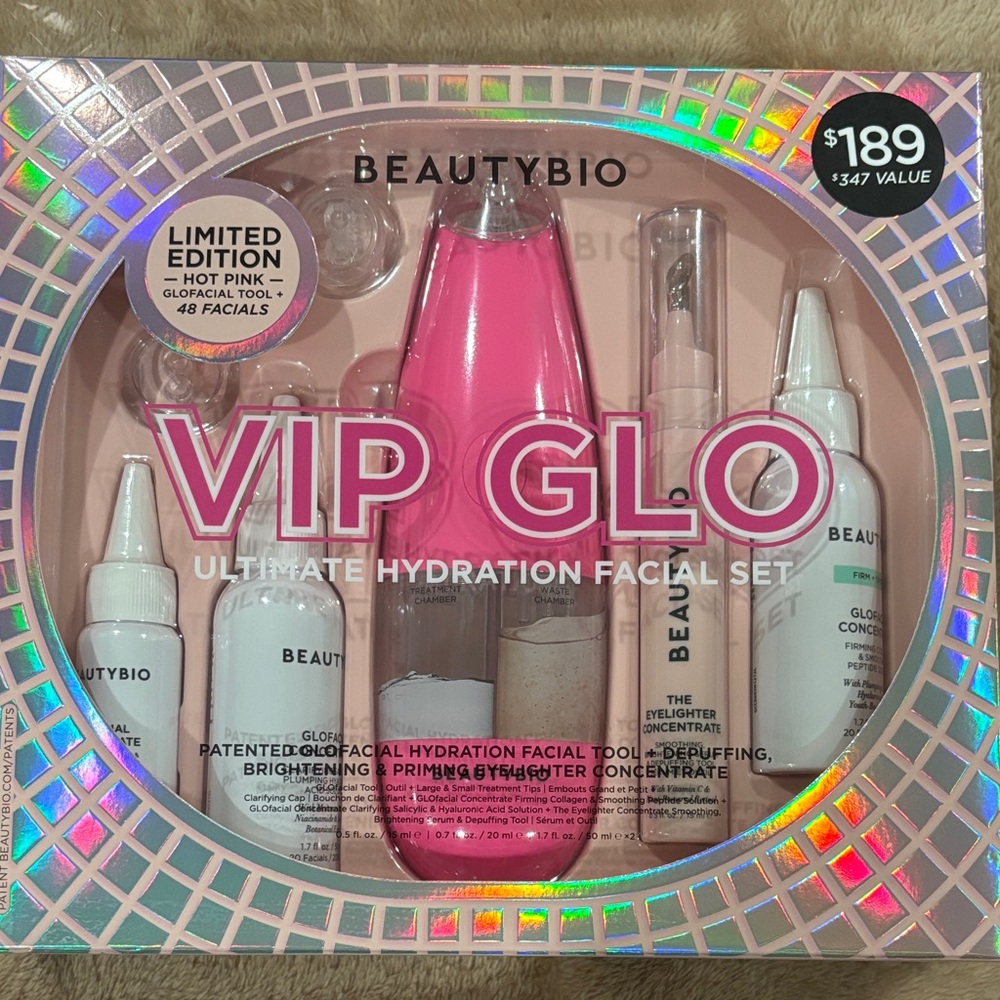 BeautyBio VIP Glo Ultimate Hydration Facial Set - Pink